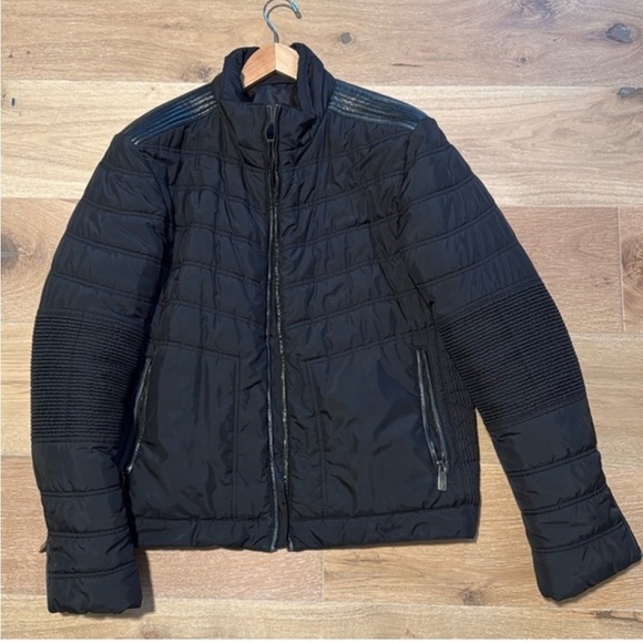 Versace Me's size Large Black Quilted + Leather Long Sleeve Vintage Moto Jacket - Picture 2 of 13